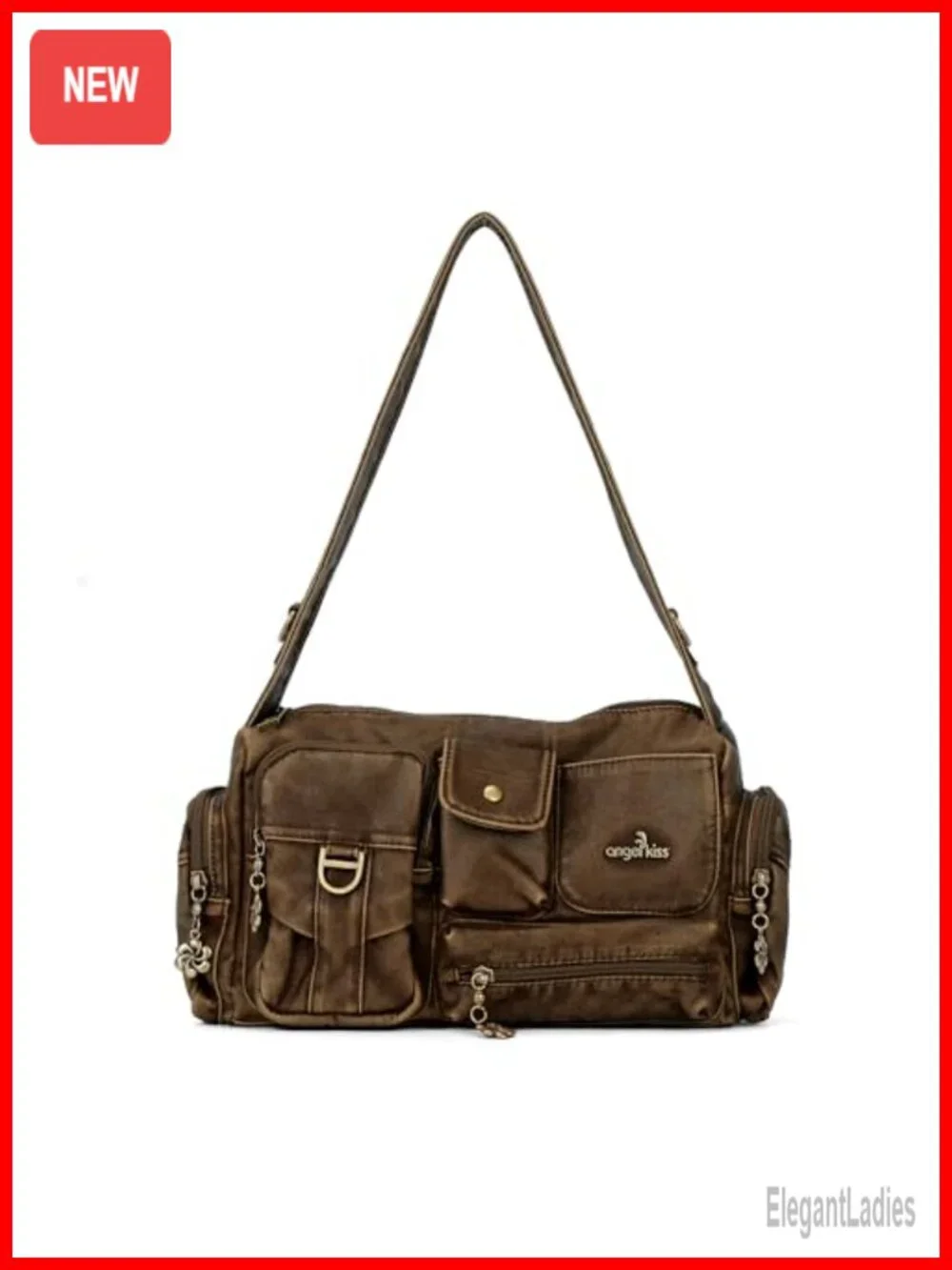 Vintage Hobo Shoulder Bag Women Crossbody Purse Faux Leather Adjustable Strap